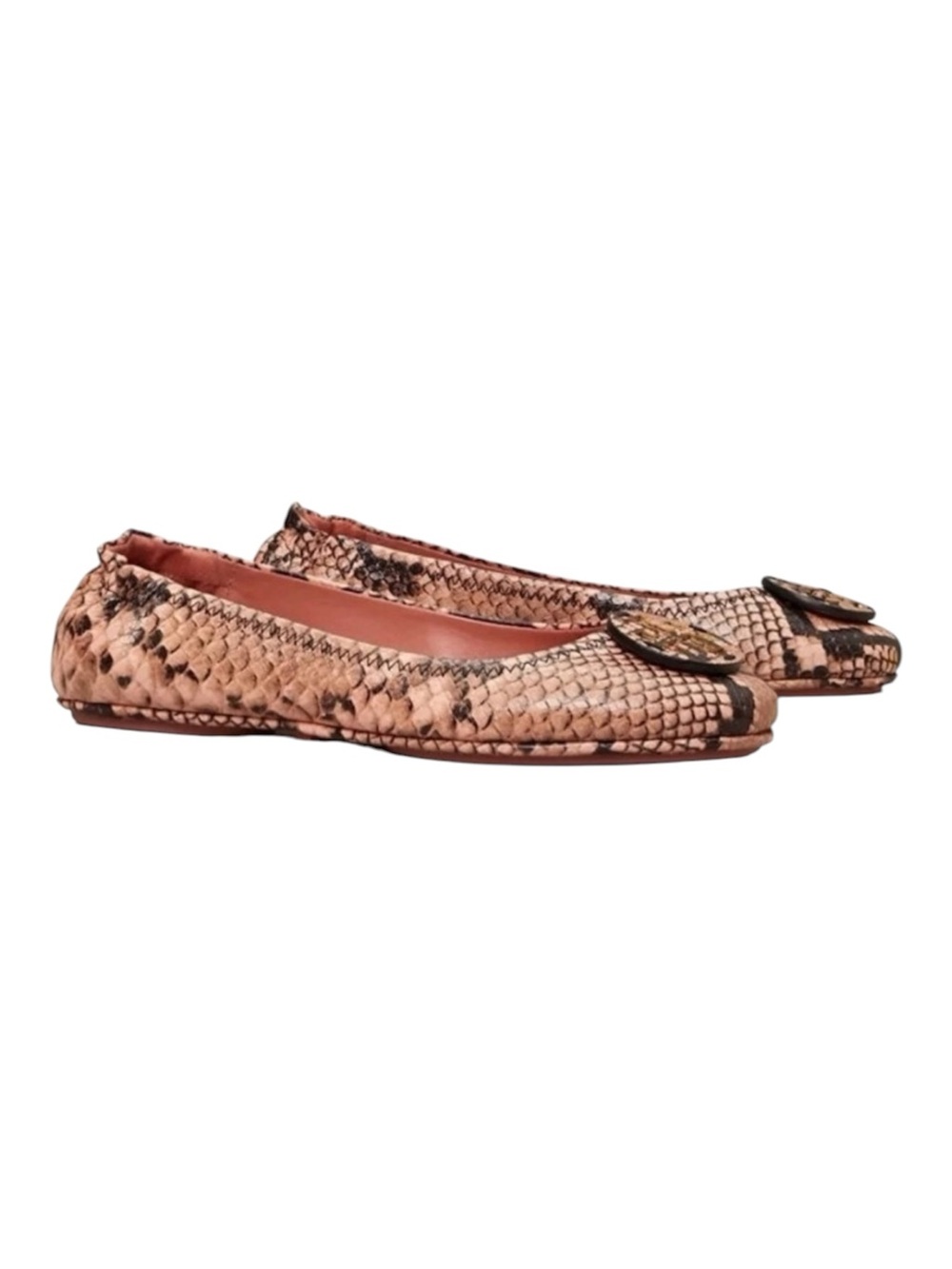 Tory Burch Pink Snakeskin-Pattern Minnie Ballet Flats size 5.5